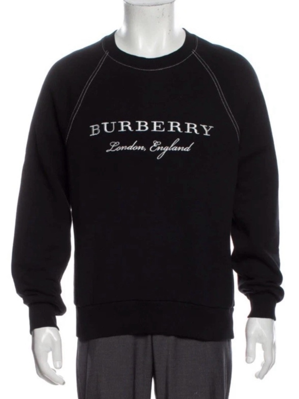 BURBERRY Authentic Mens Black Cotton Crewneck Sweatshirt S P Excellent Condition